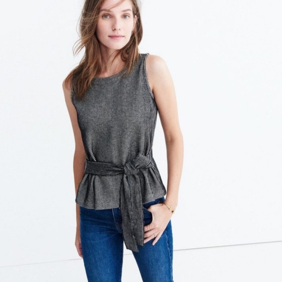 Madewell French Ribbed Tie Front Tank Top Small